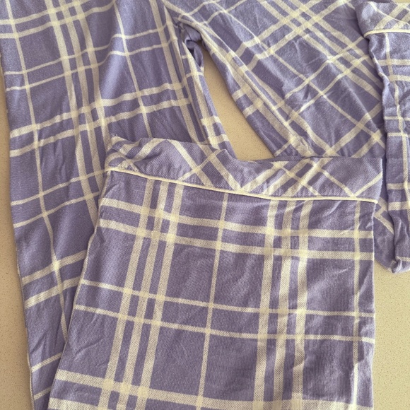 Purple Ultra Soft Material Velvety Checkered Lounge Pants/Pajamas Plaid - Picture 3 of 4